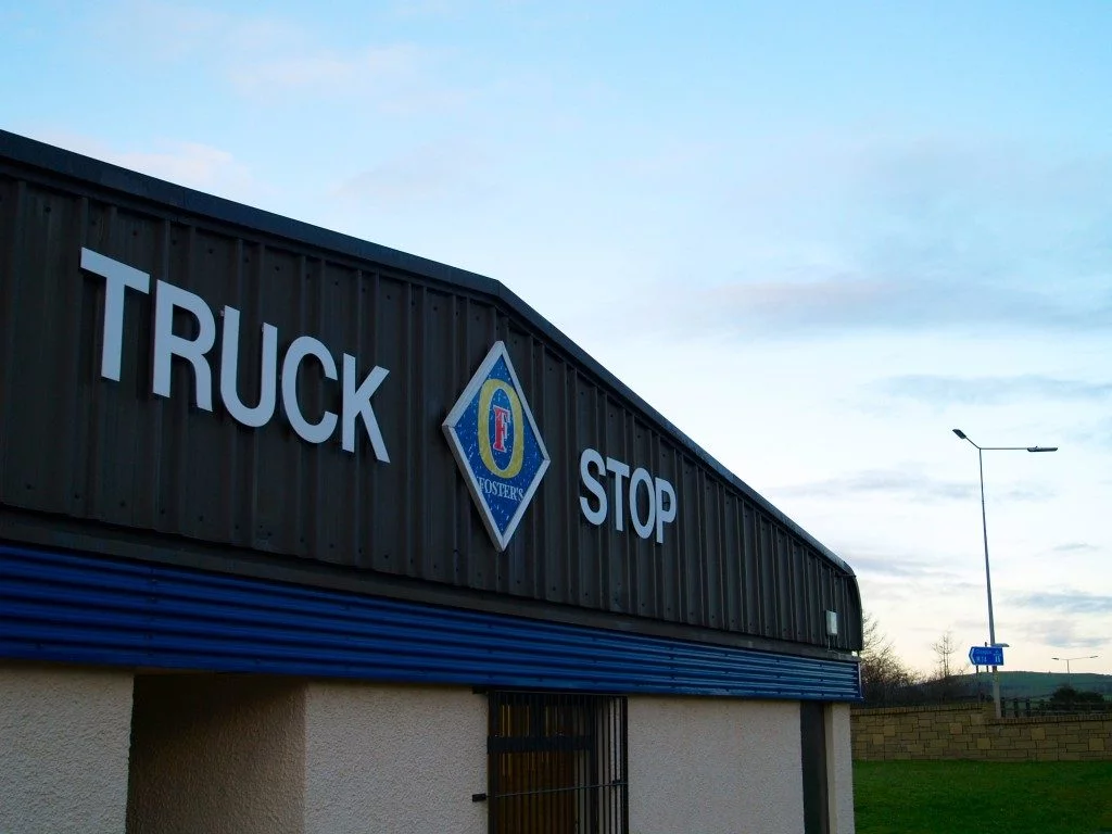 truck stop building sign
