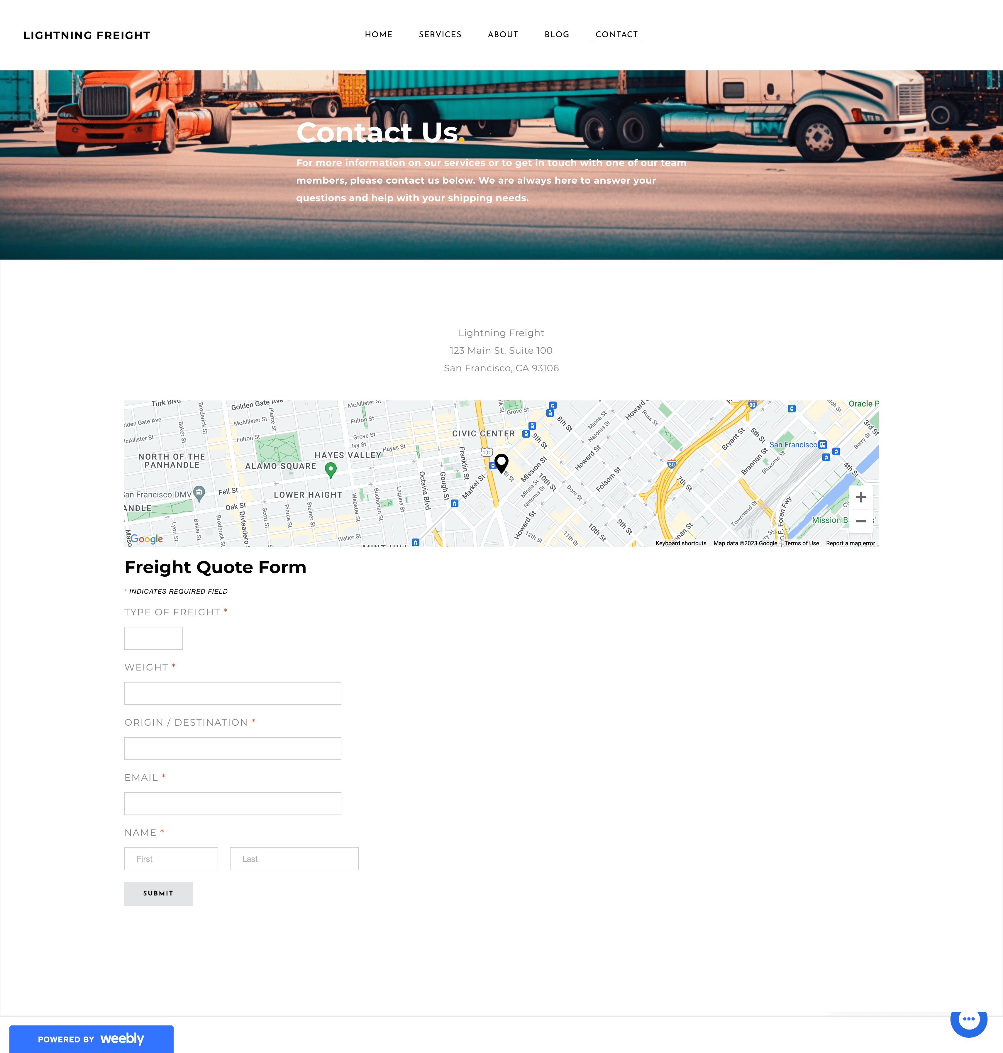 Contact LIGHTNING FREIGHT